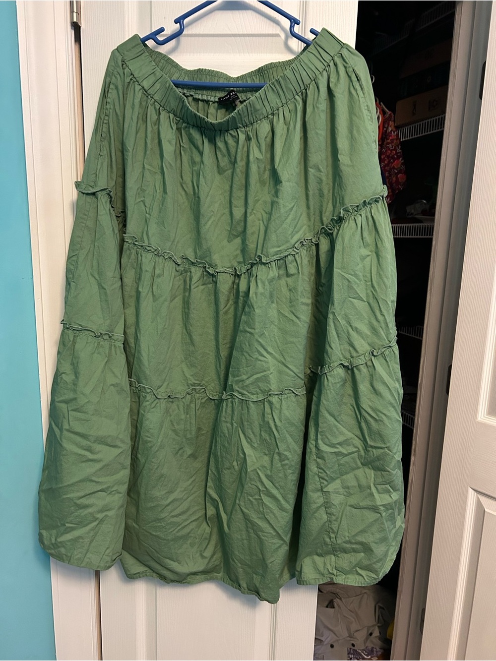 Lane Bryant Sage Green Tiered Maxi Skirt